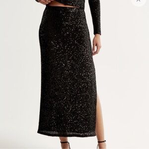 Abercrombie & Fitch Black Sequin Maxi Skirt